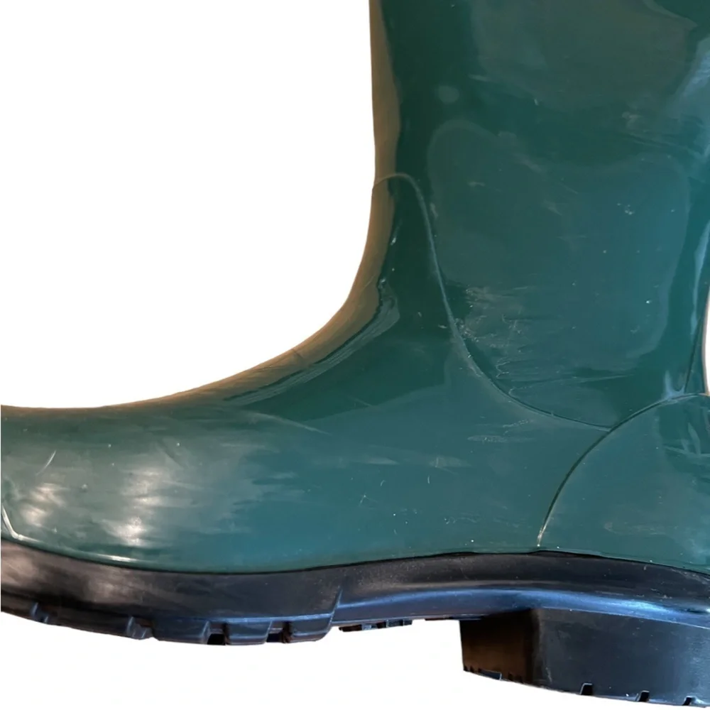 UGG Pine Green Rubber Waterproof Fabric Lined Mid Calf Rain Boots Women’s Sz 8 - Picture 12 of 13